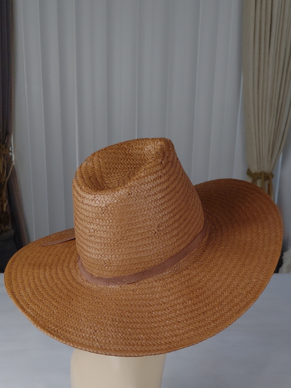Brixton Wide Brim Straw Fedora Hat . - Picture 5 of 12